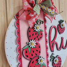 Load image into Gallery viewer, Strawberry Hi Door Hanger SVG File | Laser Cut File | Strawberry SVG File | Strawberry Door Hanger | Strawberry Welcome Sign