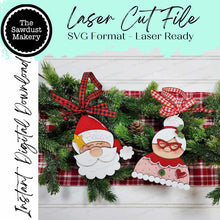 Load image into Gallery viewer, Santa and Mrs. Claus Ornaments SVG File | Laser Cut File | Christmas Ornament SVG | Ornament SVG | Santa Laser Svg