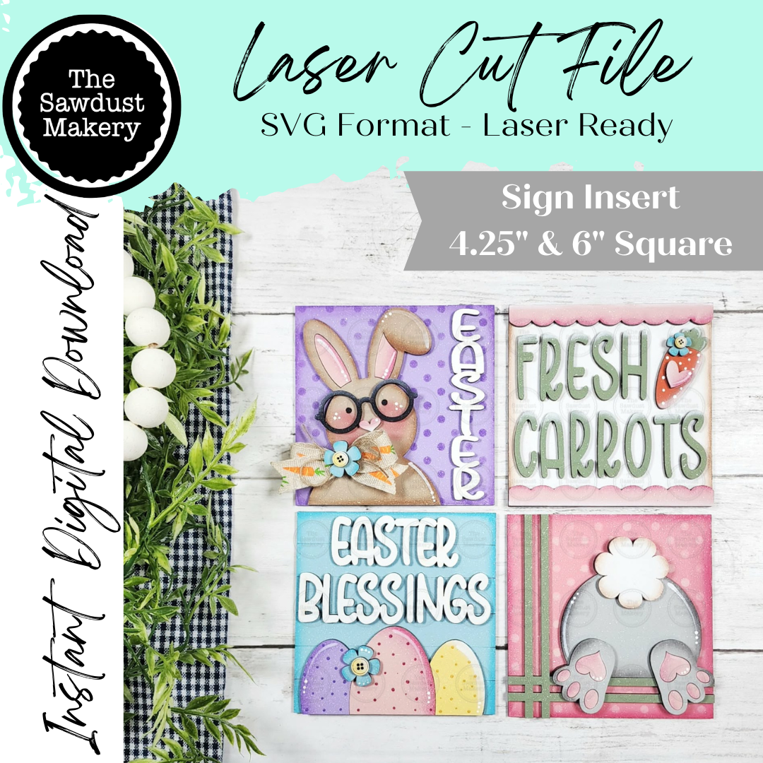 Bunny & Carrot Easter Signs Laser Cut File | Laser Cut File | Intercha ...