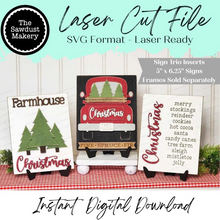 Load image into Gallery viewer, Country Christmas Sign Trio Bundle Laser Cut File | Interchangeable Frame | Christmas Sign Inserts | 5" x 6.25" signs | Christmas Truck svg