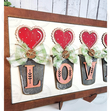 Load image into Gallery viewer, Love Heart Flower Bucket Valentine Sign File SVG | Valentine Laser Cut File | Valentine Mantle decor | Valentine SVG | Love SVG