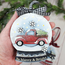 Load image into Gallery viewer, Christmas Truck Lighted Snow Globe Ornament SVG File | Laser Cut File | Fairy Light Ornament svg | Ornament SVG | Winter svg