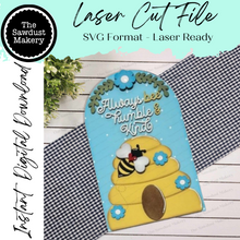 Load image into Gallery viewer, Interchangeable Large Arched Boho Sign Insert | Bee Kind Arched Boho |  Laser Cut File  | Boho Signs | Seasonal Interchangeable SVG