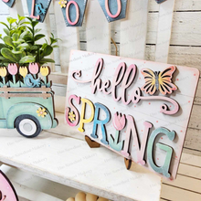 Load image into Gallery viewer, Hello Spring Tiered Tray SVG File | Spring svg  | Laser Cut File | Glowforge | Spring SVG File | Bloom SVG | Flowers | Spring Truck