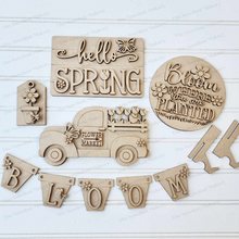 Load image into Gallery viewer, Hello Spring Tiered Tray SVG File | Spring svg  | Laser Cut File | Glowforge | Spring SVG File | Bloom SVG | Flowers | Spring Truck
