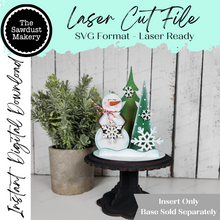 Load image into Gallery viewer, Add-on File for Decorative Interchangeable Pedestal Stand | Snowman Tree Scene | Laser Cut File | Seasonal Interchangeable | Pedestal SVG