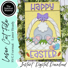 Load image into Gallery viewer, Happy Easter Bunny Butt Pallet Sign Door Hanger SVG File | Laser Cut File | Easter SVG File | Bunny Door Hanger svg | Spring SVG