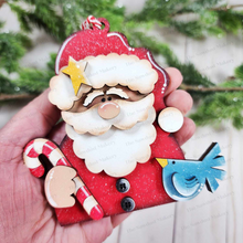 Load image into Gallery viewer, Santa with Bird Ornament SVG File | Laser Cut File | Prim Santa Christmas Ornament SVG | Ornament SVG | Santa Claus Laser Svg