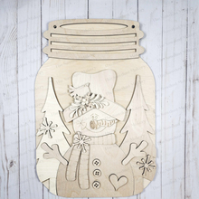 Load image into Gallery viewer, Snowman Winter Mason Jar Door Hanger SVG File | Laser Cut File | Winter SVG File | Door Hanger svg | Snowman SVG | Mason Jar svg