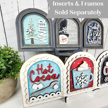 Load image into Gallery viewer, Mini Arch Triple Window Interchangeable Frame Sign Holder | Mini Arch Boho Frame | Scallop Arched Frame Laser Cut File
