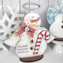 Load image into Gallery viewer, Snowmen Angel Shelf Sitters SVG File | Laser Cut File | Christmas SVG | Snowman svg | Angel svg | Candy Cane SVG