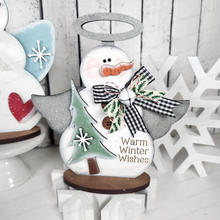 Load image into Gallery viewer, Snowmen Angel Shelf Sitters SVG File | Laser Cut File | Christmas SVG | Snowman svg | Angel svg | Candy Cane SVG