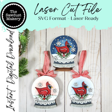 Load image into Gallery viewer, Cardinal Memorial Keepsake Lighted Snow Globe Ornament SVG File | Laser Cut File | Fairy Light Ornament svg | Ornament SVG | Cardinal svg