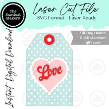 Load image into Gallery viewer, Valentine Heart Love Gift Card Holder Laser Cut SVG File | Valentine Card Holders | Laser SVG File | Glowforge | Gift Tag SVG