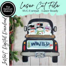 Load image into Gallery viewer, Add-on for Interchangeable Farmhouse Truck SVG | 12" and 24" Truck SVG | Winter Snowmen Trio Truck | Snowman Interchangeable SVG