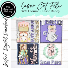 Load image into Gallery viewer, Nutcracker Ballet Christmas Sign Laser Cut File | Laser Cut File | Interchangeable Frame | Christmas Sign Inserts | Nutcracker SVG File