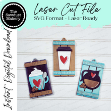 Load image into Gallery viewer, Coffee Pallet Gift Card Holder Bundle Laser Cut SVG File | Coffee Lovers Ornament SVG | Gift Card Bundle SVG | Gifts Card svg