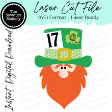 Load image into Gallery viewer, Luck of the Irish Leprechaun door hanger SVG Laser File | St. Patrick's Day Laser Cut Files | Laser cut SVG | Glowforge | Leprechaun SVG