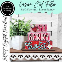 Load image into Gallery viewer, So Berry Sweet Strawberry Stacker | Summer Mini Block SVG | SVG File | Laser Cut File | Summer SVG | Strawberry Summer Tiered Tray decor