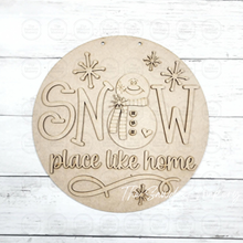 Load image into Gallery viewer, Snow Place Like Home Door Hanger SVG | Snowman Laser Cut File (Digital Download)