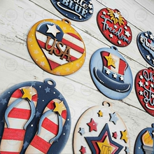 Load image into Gallery viewer, USA Patriotic Ornaments SVG Laser Cut File | 4th of July Bundle (Digital Download)