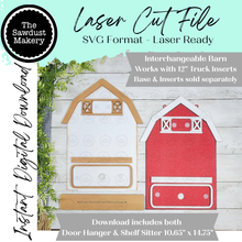 Load image into Gallery viewer, Interchangeable Barn for Seasonal Truck Inserts SVG | Interchangeable Laser Cut File | Interchangeable Truck Insert Base | Farmhouse Decor