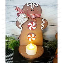 Load image into Gallery viewer, Gingerbread Votive Shelf Sitter SVG File | Laser Cut File | Christmas SVG | Gingerbread svg | Peppermints | Tea Light Decor | Candy Cane SVG