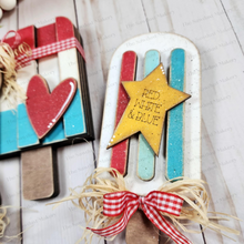 Load image into Gallery viewer, Chunky shelf sitter Popsicle SVG File | Laser Cut File | Popsicle SVG File | Patriotic shelf sitter SVG | Summer svg | Popsicle svg