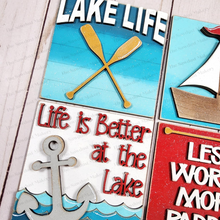 Load image into Gallery viewer, Lake Life Sign Bundle Laser Cut File | Laser Cut File | Interchangeable Frame | Farmhouse Sign Inserts | Lake SVG | Paddle SVG | Lake Signs