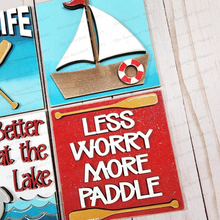 Load image into Gallery viewer, Lake Life Sign Bundle Laser Cut File | Laser Cut File | Interchangeable Frame | Farmhouse Sign Inserts | Lake SVG | Paddle SVG | Lake Signs