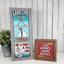 Load image into Gallery viewer, Lake Life Sign Bundle Laser Cut File | Laser Cut File | Interchangeable Frame | Farmhouse Sign Inserts | Lake SVG | Paddle SVG | Lake Signs