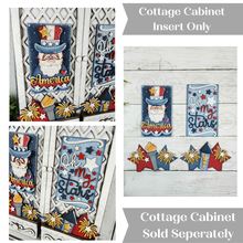 Load image into Gallery viewer, Add-on 4th of July Cottage Cabinet Insert SVG | Laser Cut File | Cottage Cabinet Shelf Sitter | Seasonal Insert | Interchangeable Decor