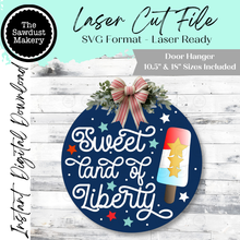Load image into Gallery viewer, Sweet Land of Liberty Popsicle Door Hanger SVG File | Laser Cut File | Popsicle SVG File | Door Hanger svg | Summer svg | USA
