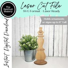 Load image into Gallery viewer, Spindle Style Sign or Ornament Holder SVG | Sign Post SVG | Laser Cut File | Small Wreath Holder SVG | Home Decor svg