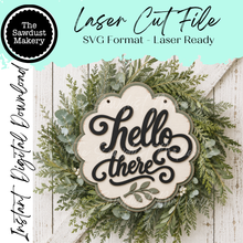 Load image into Gallery viewer, Hello There Double Scallop Door Hanger SVG | Laser Cut File (Digital Download)