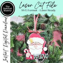 Load image into Gallery viewer, Believe Santa Ornament SVG File | Laser Cut File | Prim Santa Christmas Ornament SVG | Ornament SVG | Santa Claus Laser Svg