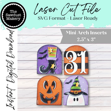 Load image into Gallery viewer, Halloween Mini Arch Sign Set SVG Sign Bundle | Seasonal Interchangeable Mini Sign Bundle | SVG Laser Cut File | Boho Signs