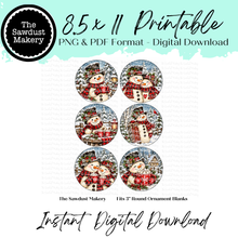 Load image into Gallery viewer, Cozy Winter Snowmen Red Checks 3" Round Printables
