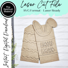Load image into Gallery viewer, Happy Easter Bunny Ear Tag Door Hanger SVG File | Laser Cut File | Easter SVG File | Door Hanger SVG | Easter Bunny svg