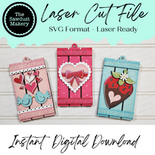 Load image into Gallery viewer, Valentine Pallet Gift Card Holder Bundle Laser Cut SVG File | Valentine Ornament SVG | Gift Card Bundle SVG | Valentine Gifts