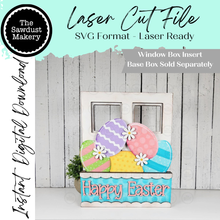 Load image into Gallery viewer, Add-on for Interchangeable Window Box | Easter Egg Window Box Insert SVG | Laser Cut File | Window Box Shelf Sitter