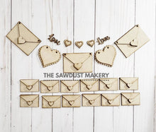 Load image into Gallery viewer, Valentine Envelope Banner & Gumball Filler SVG File | Love Letter | Gumball Machine | Laser Cut File | Glowforge | Valentine SVG File