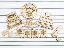 Load image into Gallery viewer, Winter Snowflake SVG File | Laser Cut File | Glowforge | Let it Snow | Winter SVG | Snowflake | Stocking Hat | Snowball | Brrr
