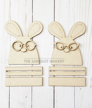 Load image into Gallery viewer, Nerdy Bunny Couple SVG File | Laser Cut File | Glowforge | Easter | Bunny | Nerdy Glasses | Shelf Sitters | Nerdy Bunny SVG | Easter SVG