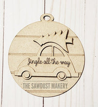 Load image into Gallery viewer, Jingle all the Way Christmas Ornament SVG File | Laser Cut File | Christmas Tree | Ornament | Christmas VW Bug svg |Personalized Ornament