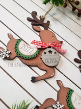 Load image into Gallery viewer, Personalized Reindeer Christmas Ornament SVG File | Laser Cut File | Christmas Tree | Ornament | Reindeer| Personalized Ornament | Santa