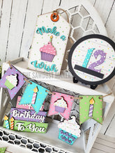 Load image into Gallery viewer, Birthday Tiered Tray SVG File | Laser Cut File | Happy Birthday | Make a Wish | Birthday Candles svg | Cupcake SVG | Birthday Party