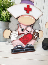 Load image into Gallery viewer, Nurse Gnome SVG File | Laser Cut File | Standing Girl Nurse Gnome SVG File | Gnome Shelf Sitter | Nurse Appreciation | Nurses call the shot