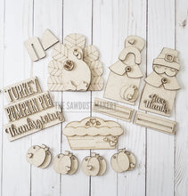 Load image into Gallery viewer, Give Thanks Thanksgiving SVG File | Laser Cut File | Glowforge | USA | Pilgrims | Thanksgiving | Turkey | Pumpkin Pie | Thanksgiving SVG