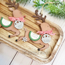 Load image into Gallery viewer, Personalized Reindeer Christmas Ornament SVG File | Laser Cut File | Christmas Tree | Ornament | Reindeer| Personalized Ornament | Santa